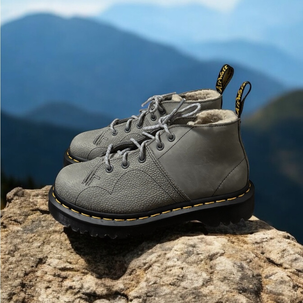 Dr. Martens Church Nubuck and Pebble Monkey Boots. Grey Lace-Up Boots. NWOB - Picture 9 of 11